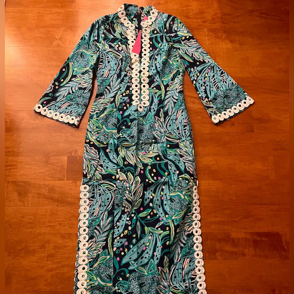 Lilly Pulitzer Vibrant Blue and Green Long Sleeve Dress